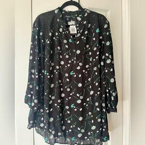 NWT Black Floral Torrid Blouse Size 2X/ 18-20